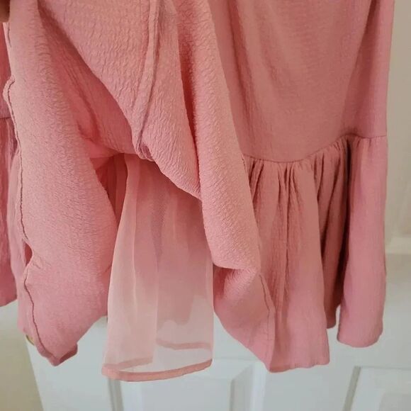 ByTimo Bubble Pink Viscose Shirred Ruffle Long Sleeve Dress XS - Picture 7 of 12